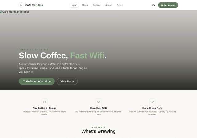 Cafe Meridian - Cafe website template preview