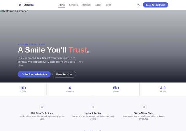 Dentara - Dental Clinic website template preview