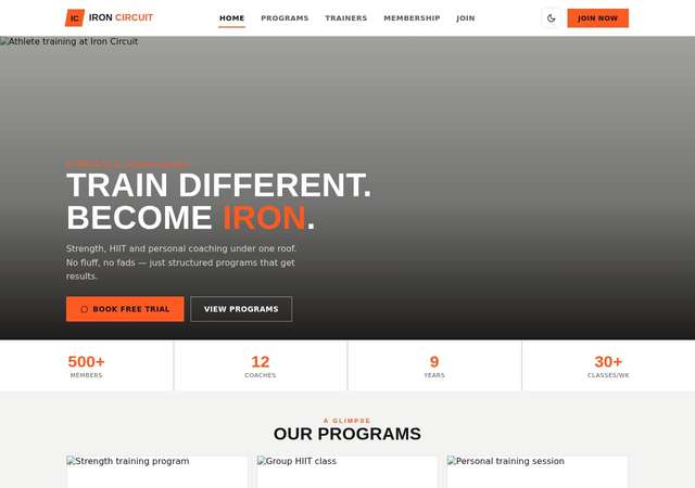 Iron Circuit - Gym & Fitness website template preview