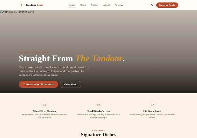 Tandoor Lane - Restaurant website template preview