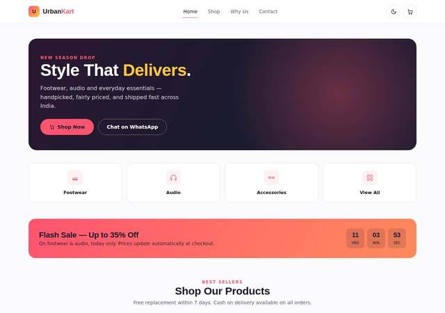 UrbanKart - E-commerce & Retail website template preview